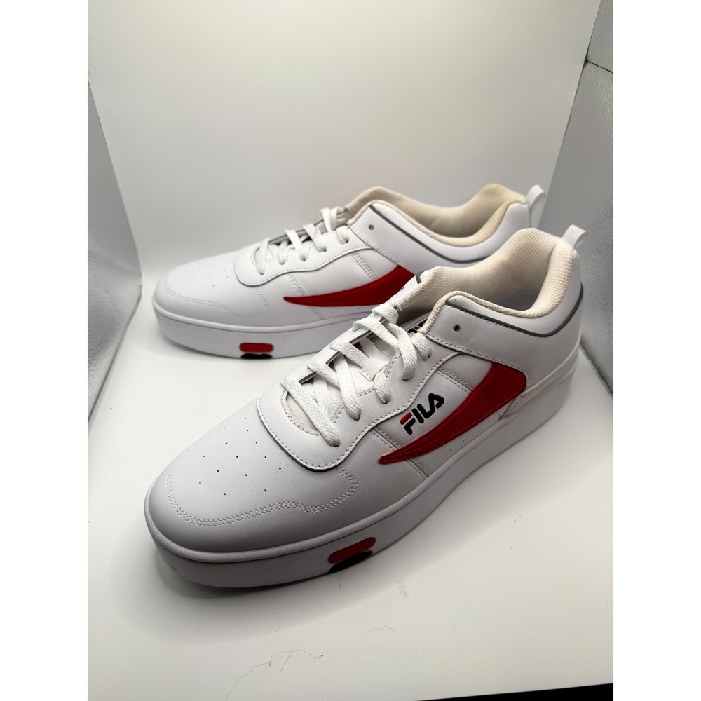 Fila V-10 Low 2 1CM01230-121 Mens 13 Sneaker White‎ Red Leather Basketball Shoes